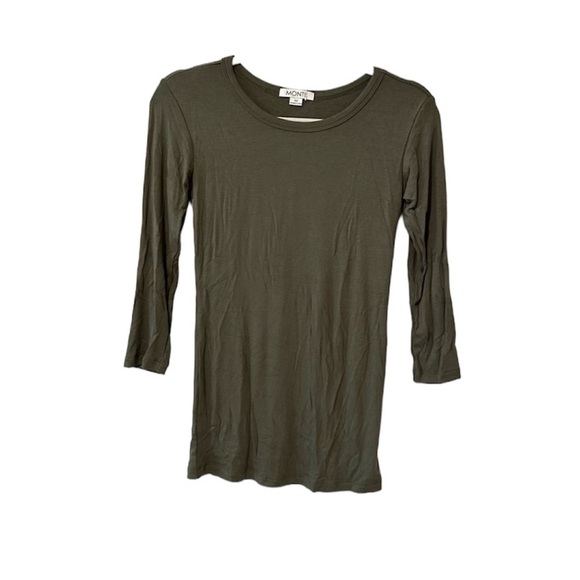 NWT Monte 3/4 Sleeve T-Shirt, Green, Ribbed - Picture 1 of 11